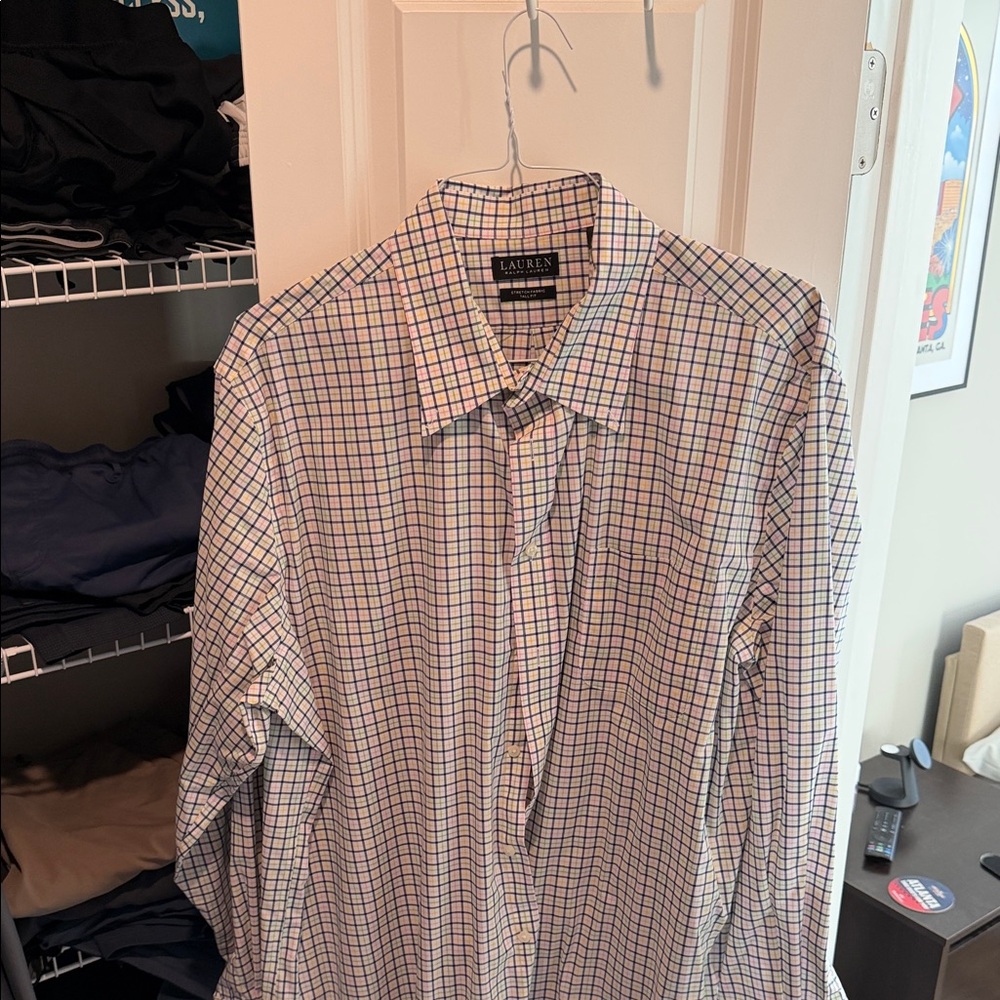 Ralph Lauren Men's Checkered Shirt in Blue, Red, and White